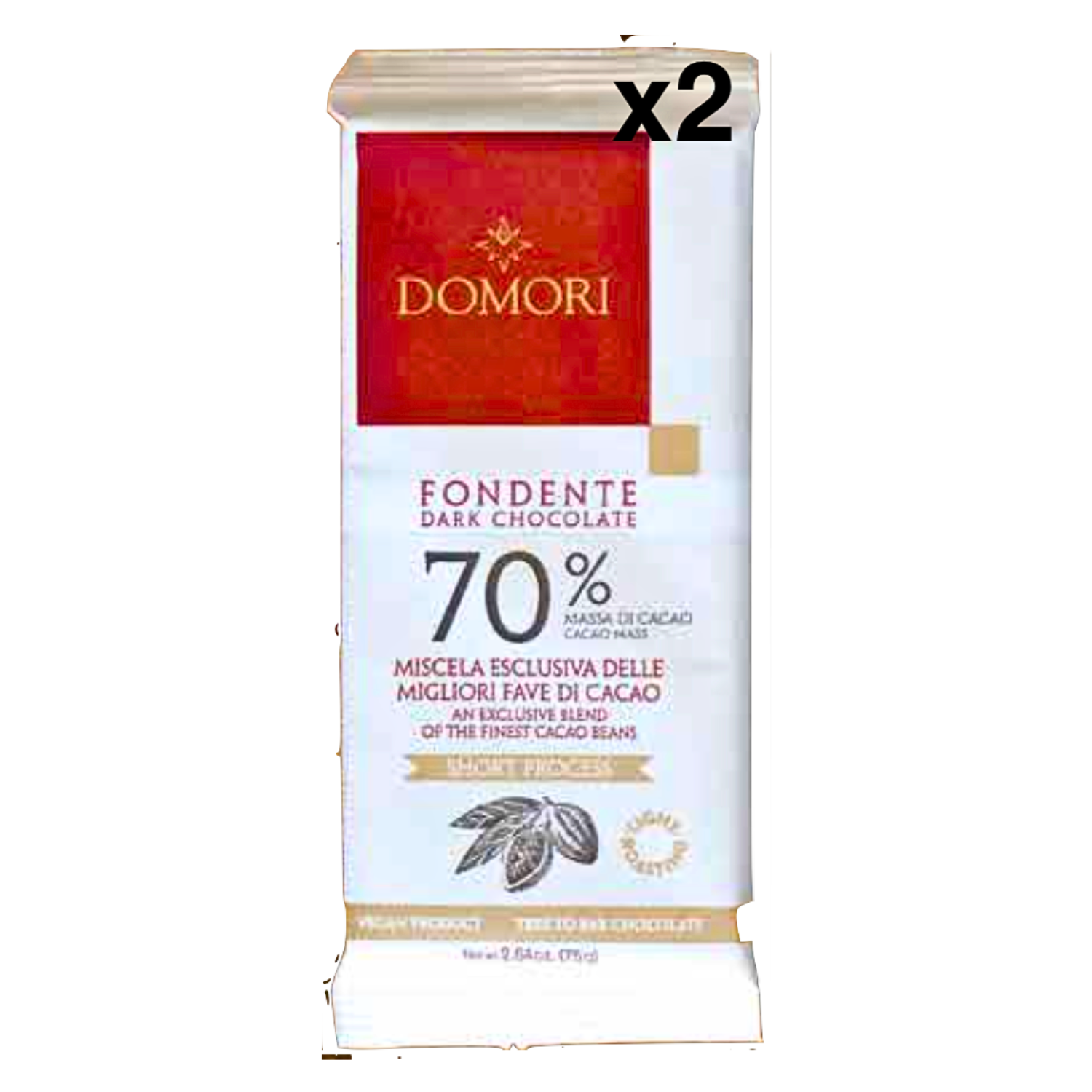 ドモーリ 70%ダークチョコレート 75g2個セット Domori Dark Chocolateイタリアを代表するチョコレートブランド