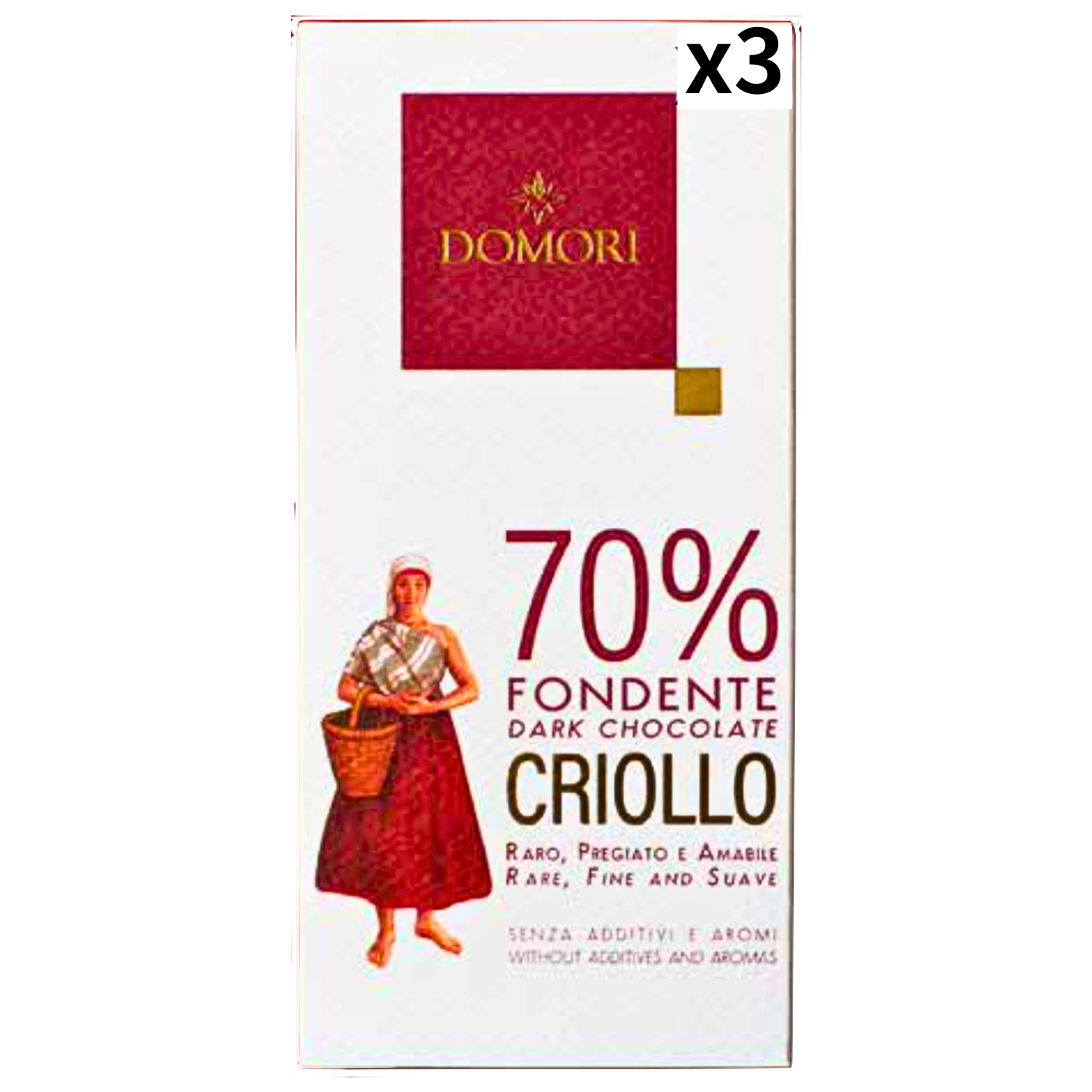 ドモーリ クリオーロ種ブレンド70% ダークチョコレート 50g3個セット Domori Criollo Blend イタリアを代表するチョコレートブランド
