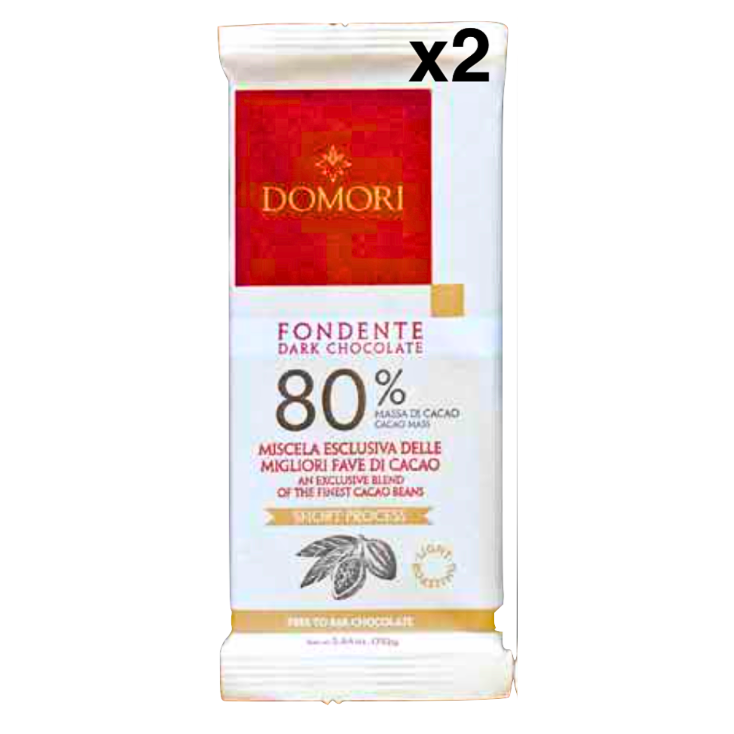 ドモーリ 80%ダークチョコレート 75g２個セット Domori Dark Chocolateイタリアを代表するチョコレートブランド