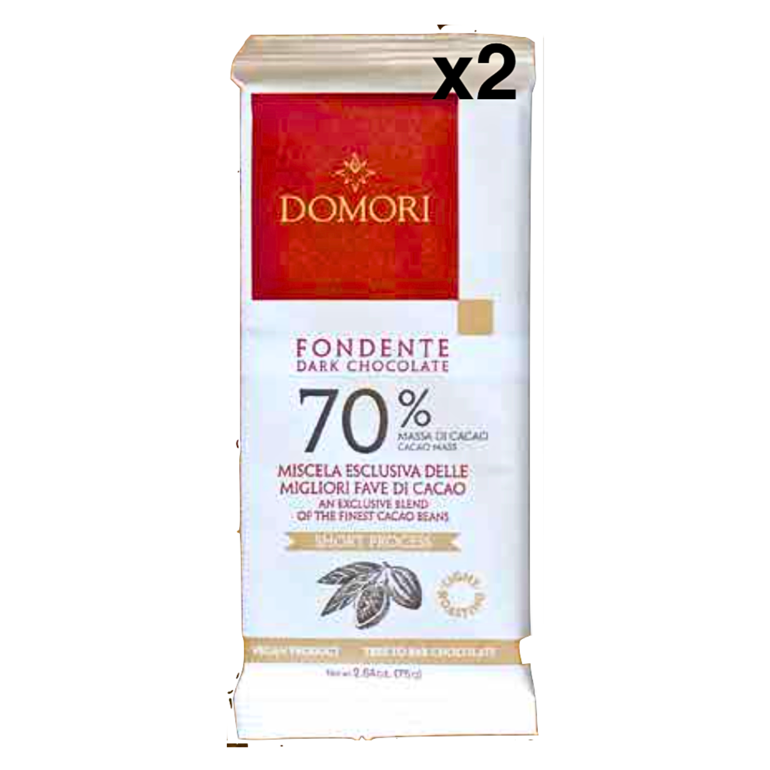 ドモーリ 70%ダークチョコレート 75g２個セット Domori Dark Chocolateイタリアを代表するチョコレートブランド