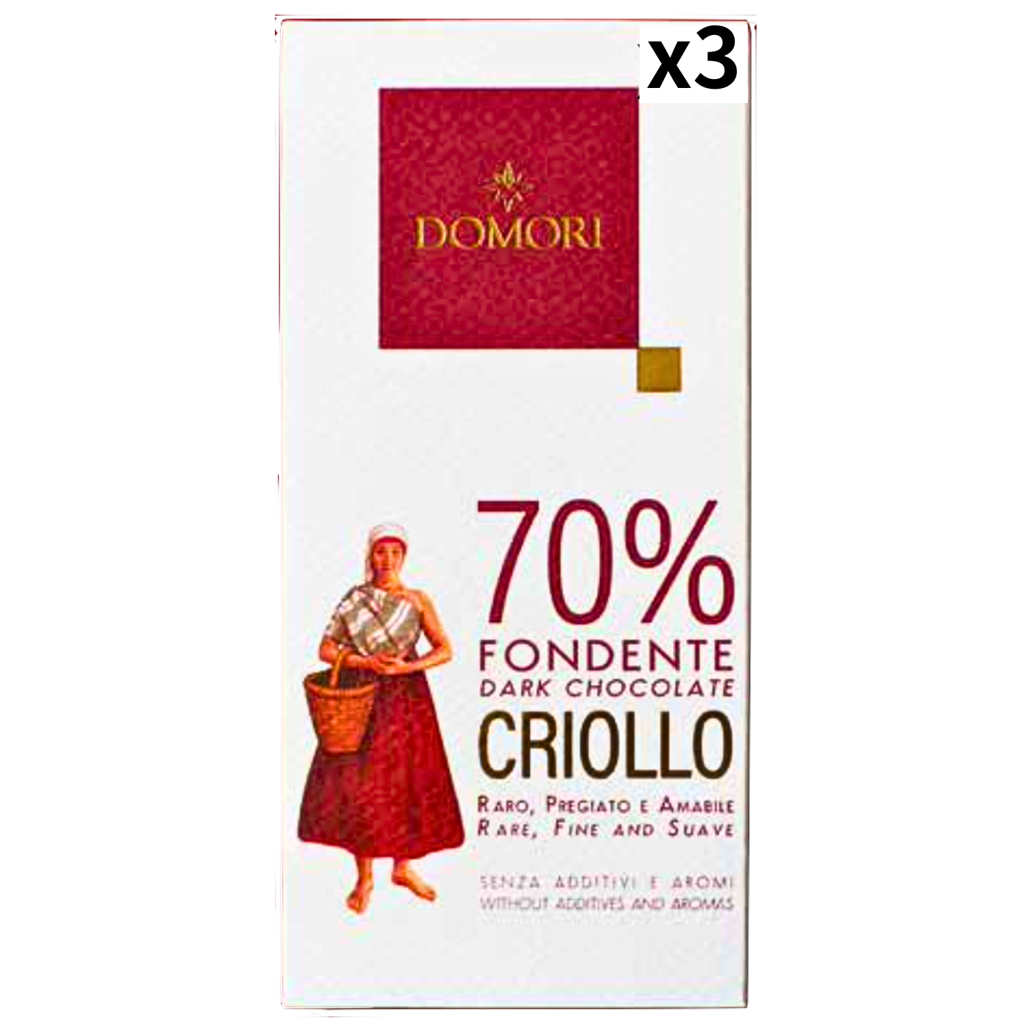 ドモーリ クリオーロ種ブレンド70% ダークチョコレート 50g３個セット Domori Criollo Blend イタリアを代表するチョコレートブランド