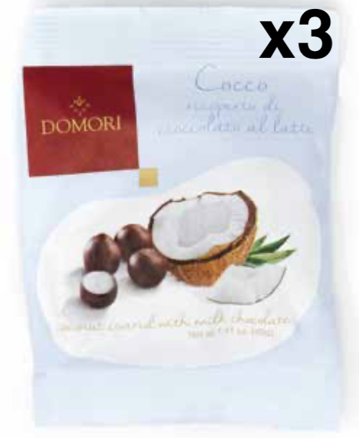 ドモーリドラジェ ココナッツ 40g３袋セット Domori Dragees Coconutイタリアを代表するチョコレートブランド