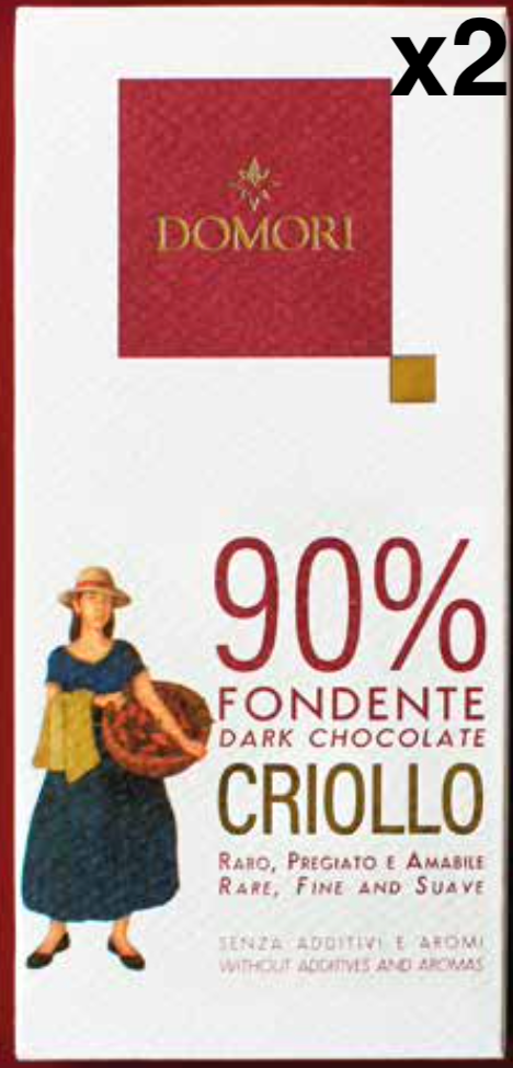 ドモーリ クリオーロ種ブレンド90% ダークチョコレート 50g２個セット Domori Criollo Blend イタリアを代表するチョコレートブランド